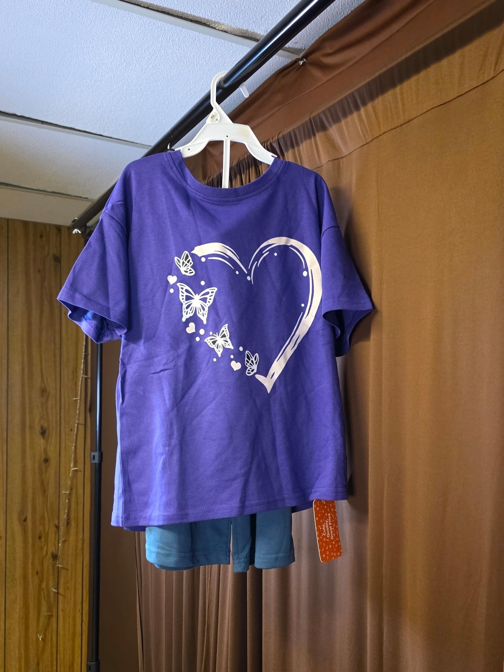 Purple Kids' Heart & Butterfly Graphic Tee
